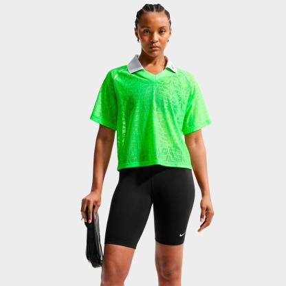 Women's Nithtke Sportswear Loose Lace Polo Jersey Top - Green Strike/Pure Platinum/Black/Black