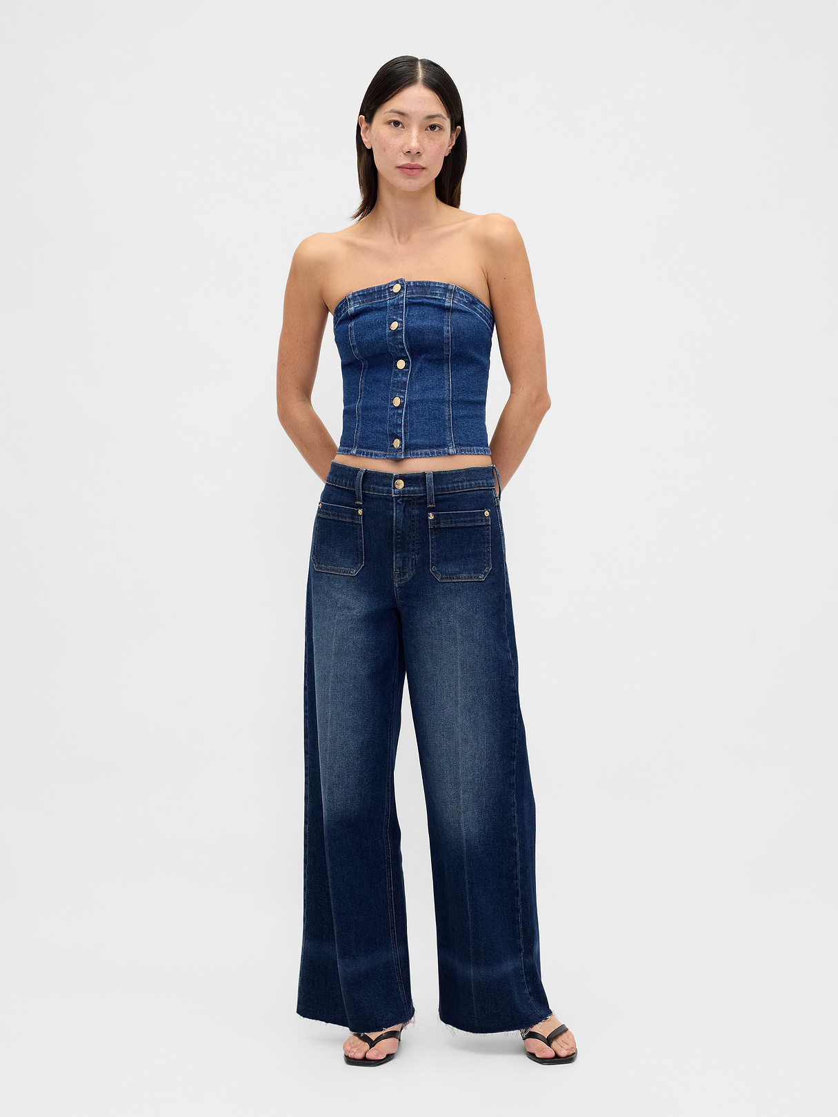 High Rise Stride Wide-Leg Jeans - Medium indigo