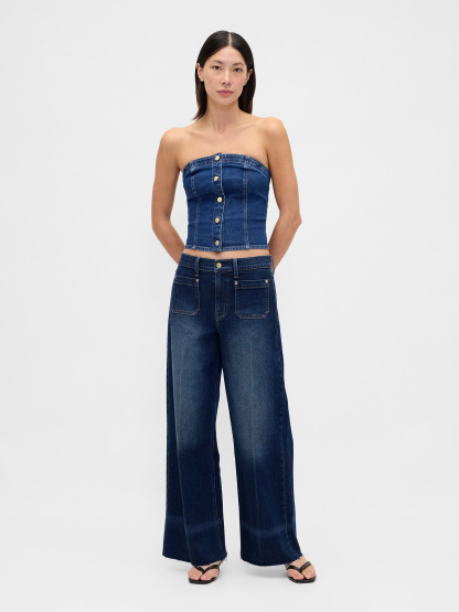High Rise Stride Wide-Leg Jeans - Medium indigo