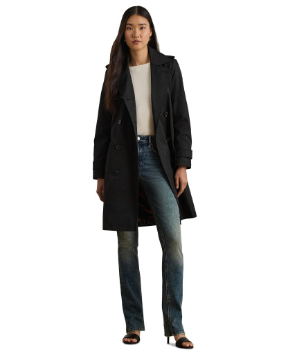 Lauren Ralph Lauren Women's Double-Breasted Belted Trench Coat, Created for Macy's - Black