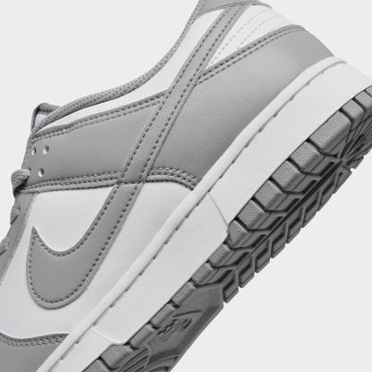 Men's Nike Dunk Low Retro Casual Shoes - White/White/Light Smoke Grey