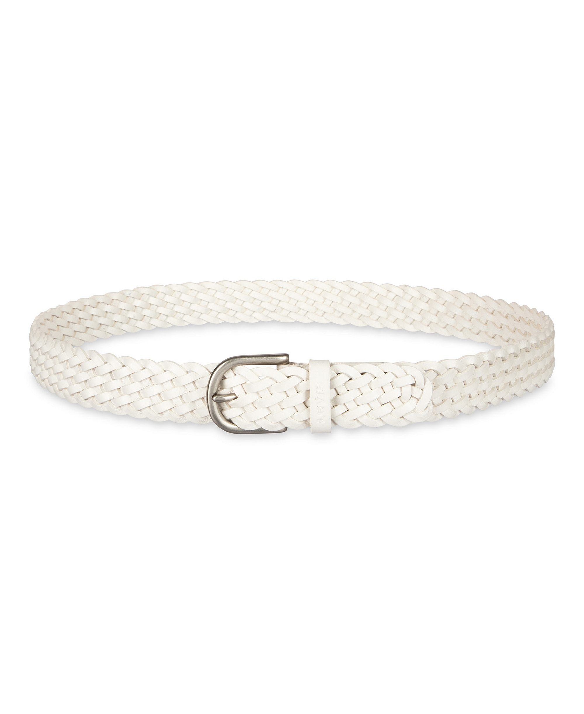 Levi's Women's Fully Adjustable Leather Braided Belt - White