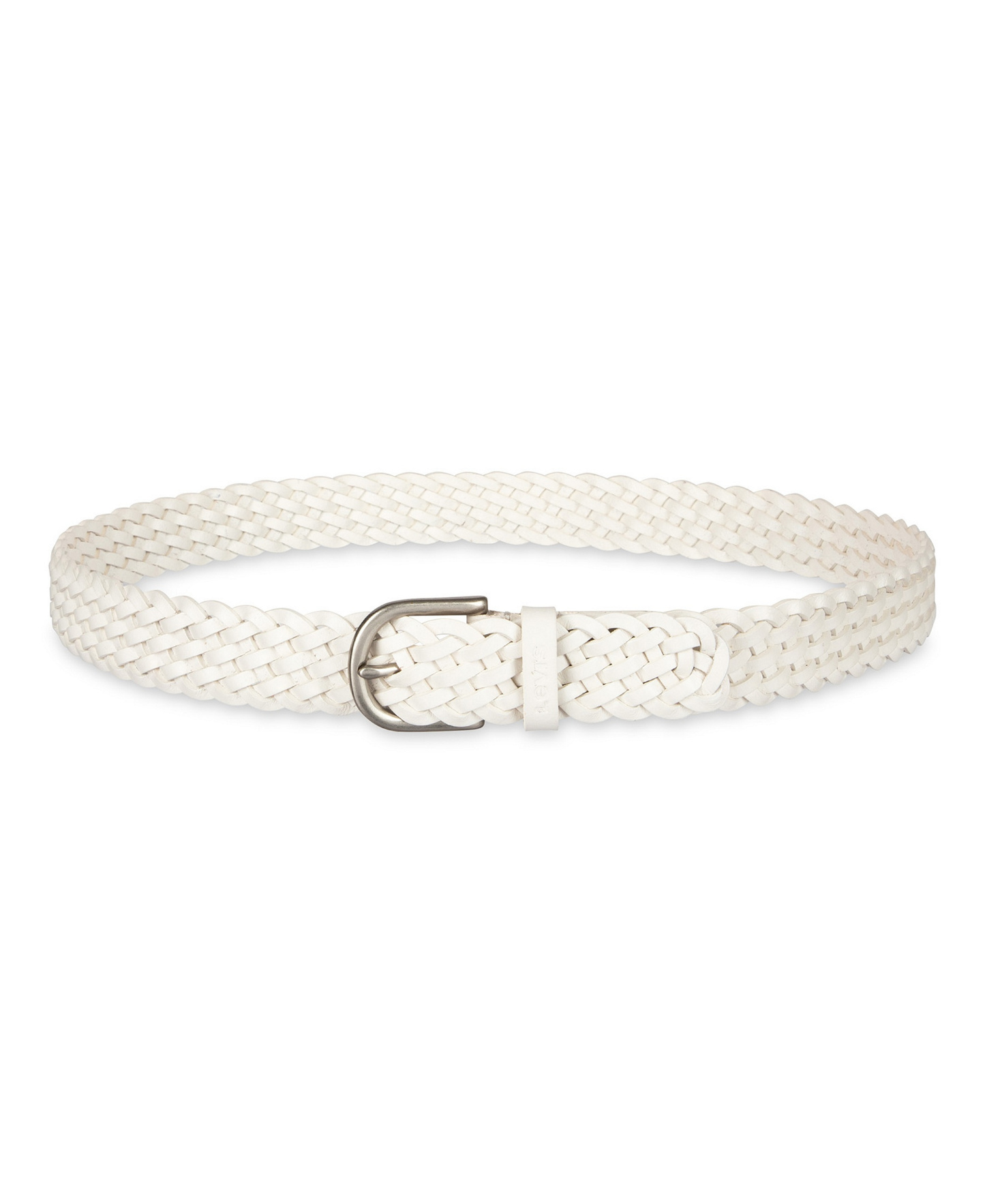 Levi's Women's Fully Adjustable Leather Braided Belt - White