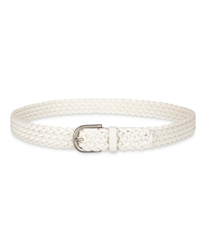 Levi's Women's Fully Adjustable Leather Braided Belt - White