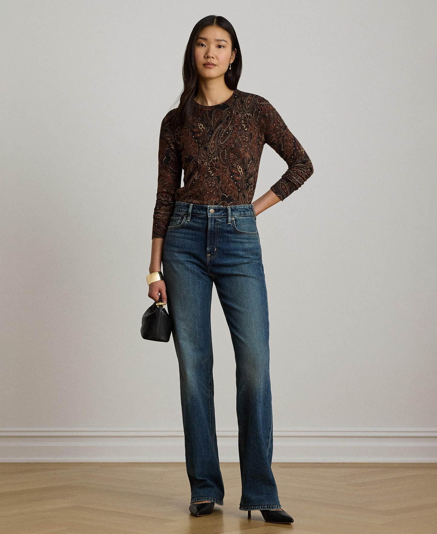 Lauren Ralph Lauren Women's Paisley Long-Sleeve Sweater - Black Multi