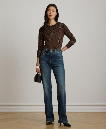 Lauren Ralph Lauren Women's Paisley Long-Sleeve Sweater - Black Multi