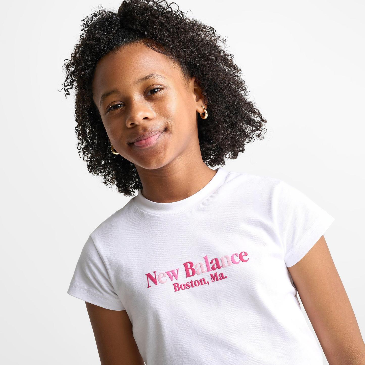 Girls' Big Kids' New Balance Tricolor Baby T-Shirt - Bright White - view 5