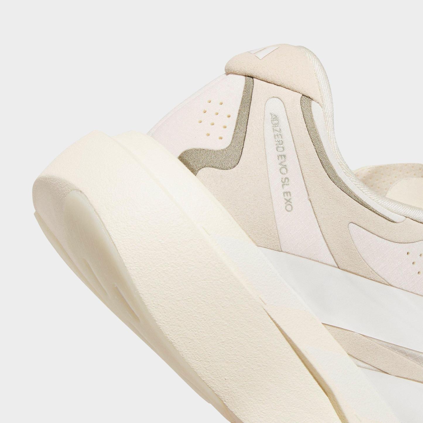 Women's adidas Adizero EVO SL Exo Running Shoes - Part 1 - Wonder White/Cloud White/Crystal Linen - Detail shot