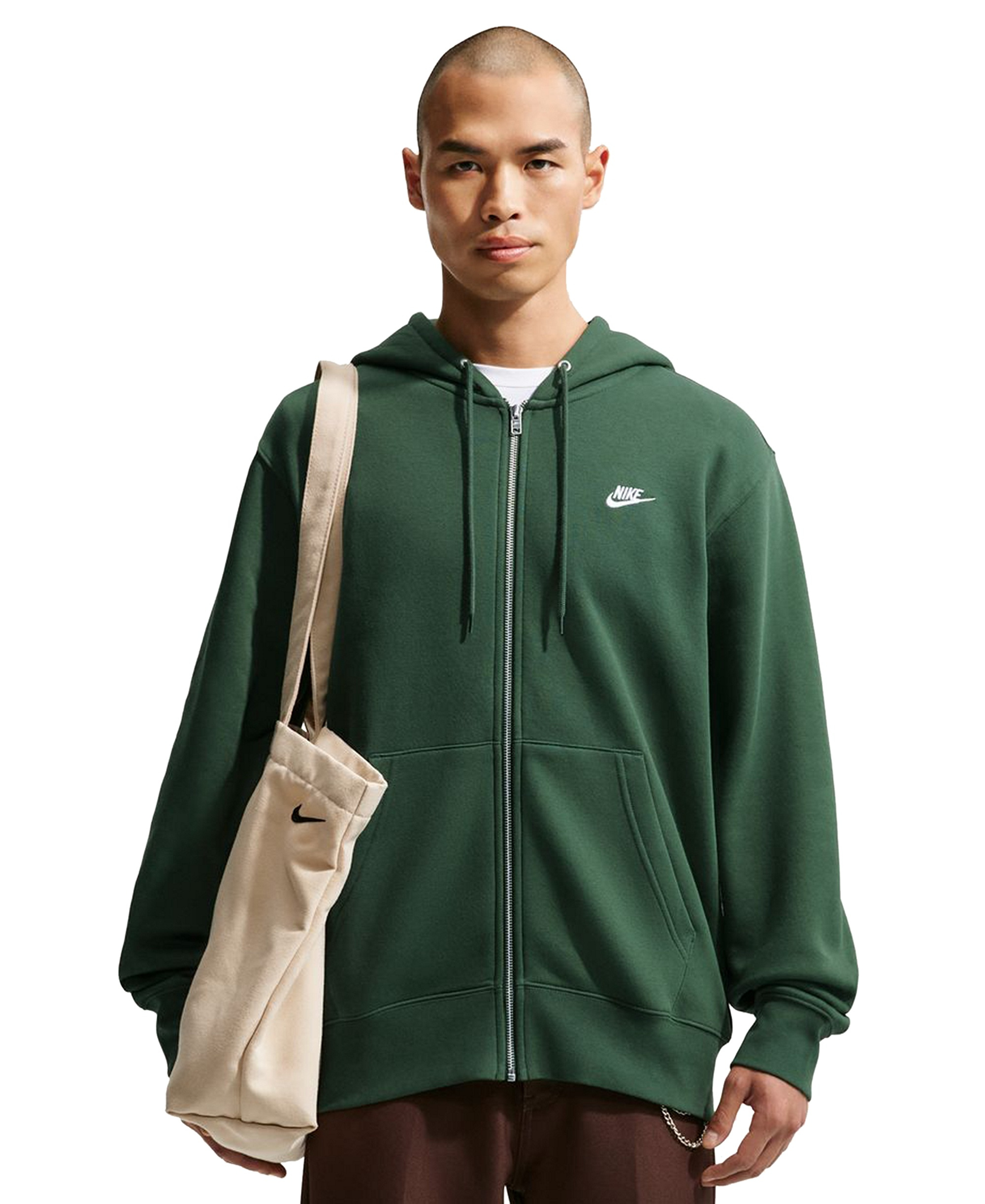 Nike Men's Full-Zip Fleece Regular-Fit Hoodie - Fir/White