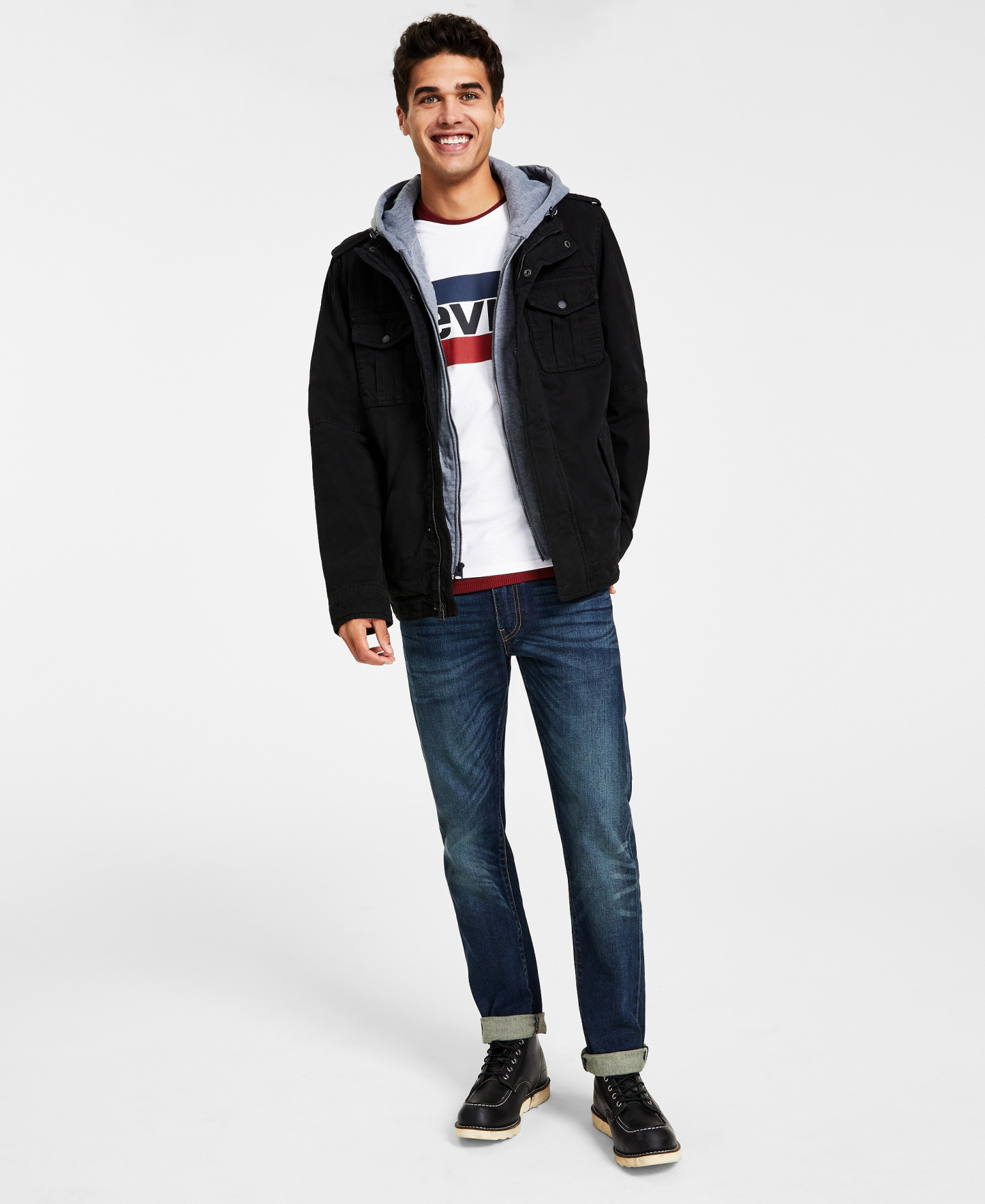 Levi's Men's Two Pocket Hooded Trucker Jacket - Black