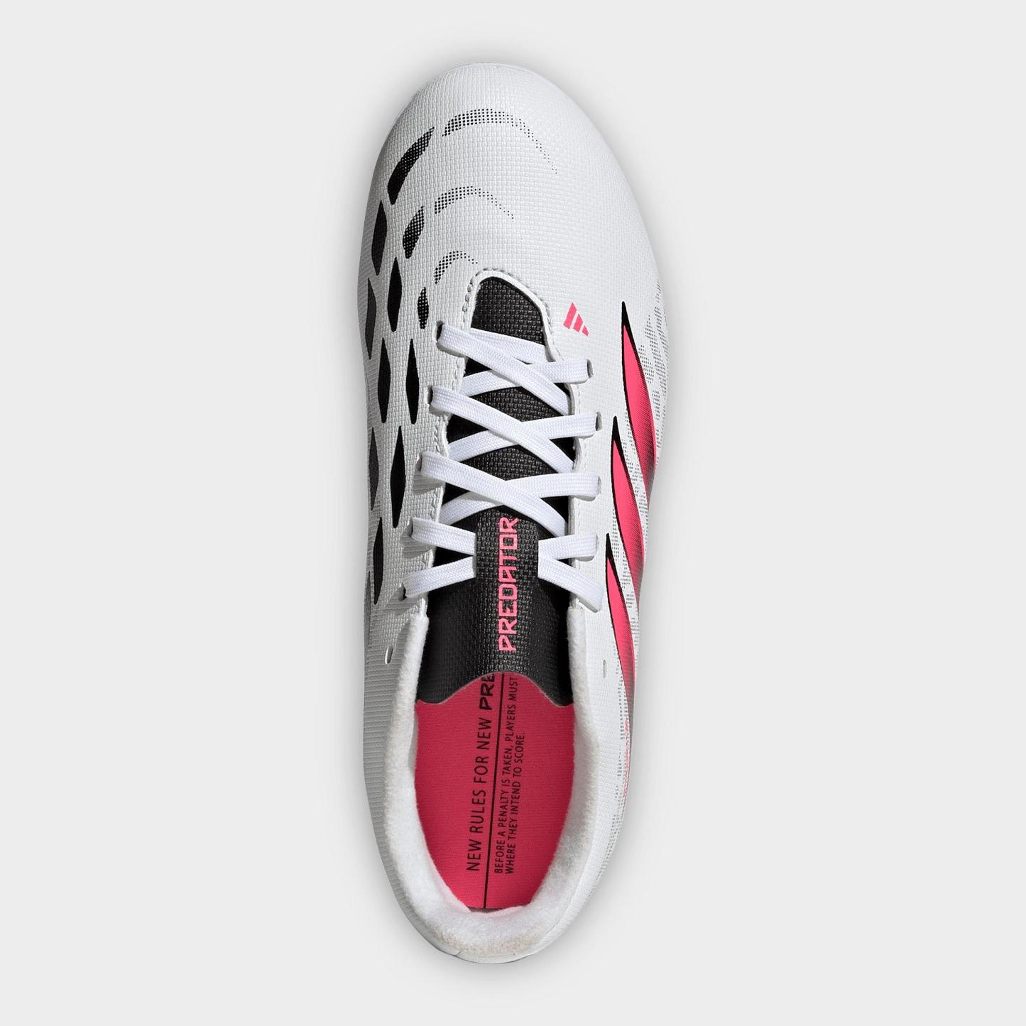 Big Kids' adidas Predator Club Firm Ground and Multi Ground Soccer Cleats - White/Solar Turbo/Black - Top view