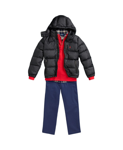 Polo Ralph Lauren Big Boys Ripstop Down Hooded Jacket - Polo Black