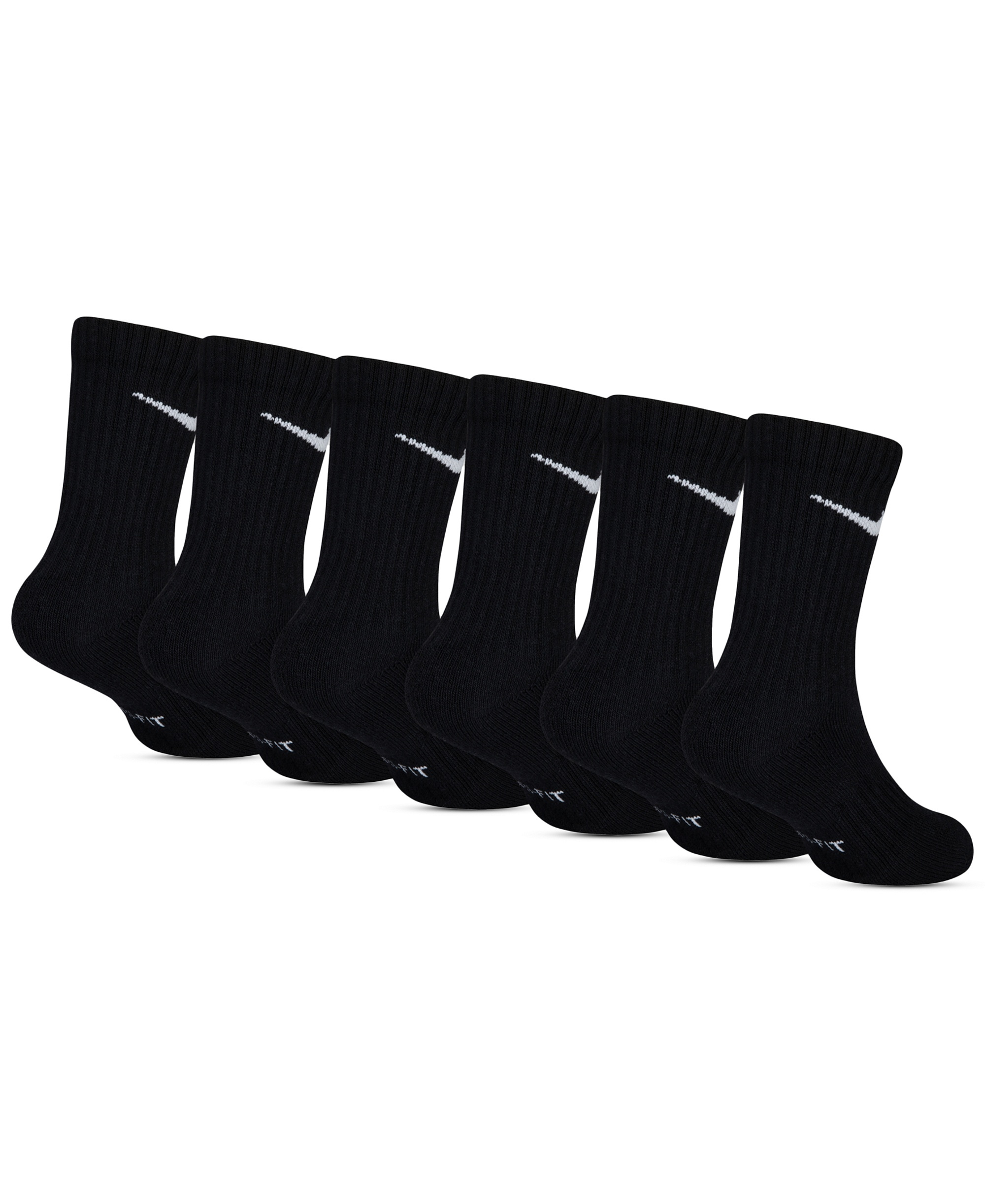 Nike Kids' 5-7 Performance Crew Socks, 6-Pack - Black