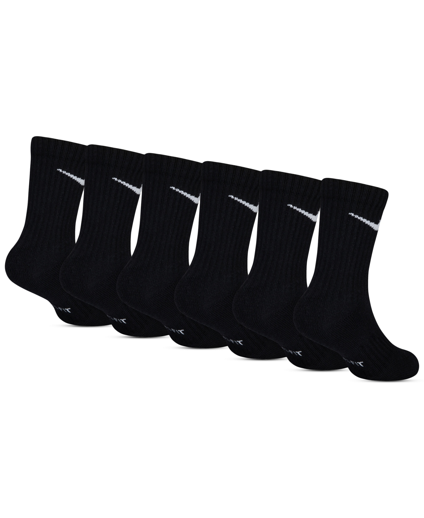 Nike Kids' 5-7 Performance Crew Socks, 6-Pack - Black