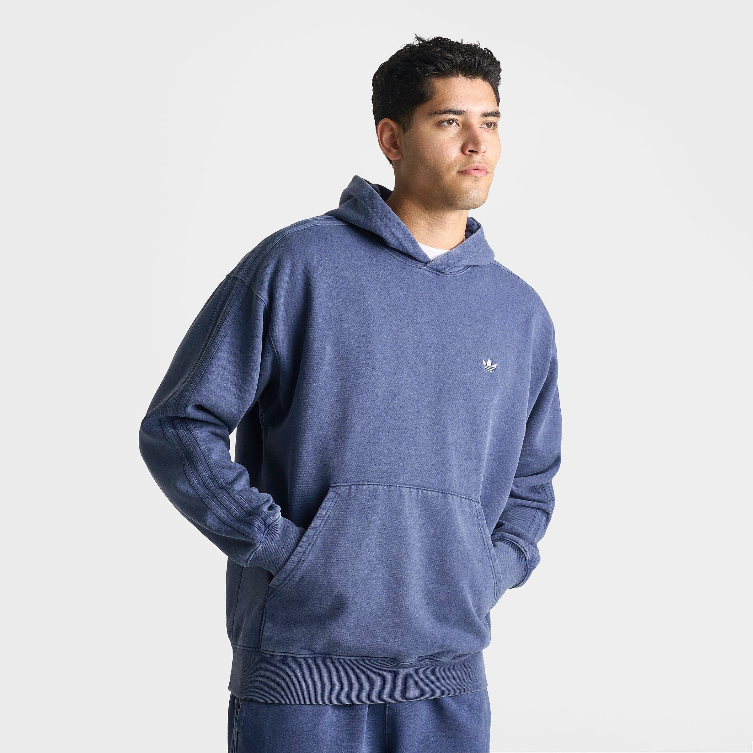 Men's adidas Originals Trefoil Essentials Washed Loose Pullover Hoodie - Dark Blue