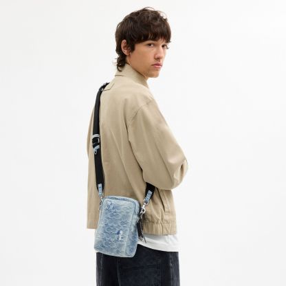 Tristan Crossbody Bag 14 In Loved Signature Denim With Charms - Silver/Light Indigo - view 2