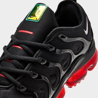 Men's Nithtke Air VaporMax Plus Running Shoes - Part 1 - Black/Light Smoke Grey/Magma Orange - Detail shot