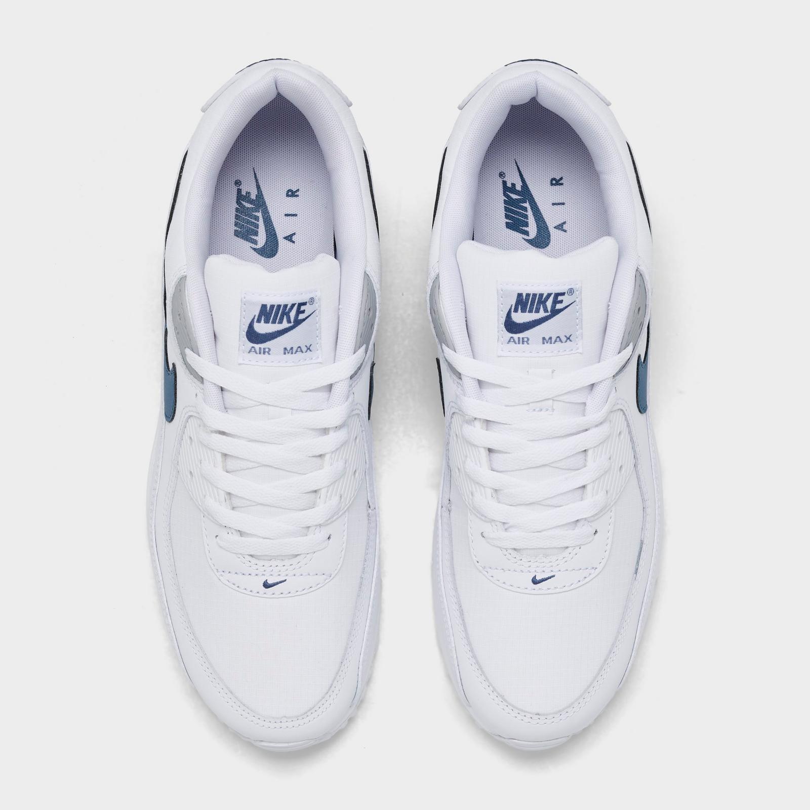 Men's Nike Air Max 90 Casual Shoes - White/Wolf Grey/Diffused Blue