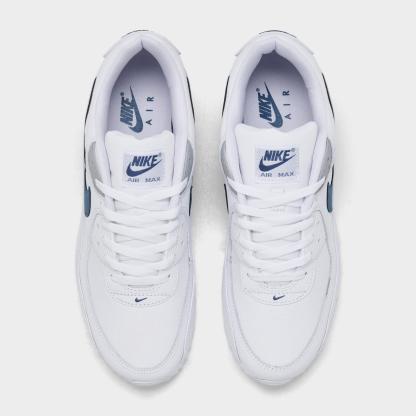 Men's Nike Air Max 90 Casual Shoes - White/Wolf Grey/Diffused Blue