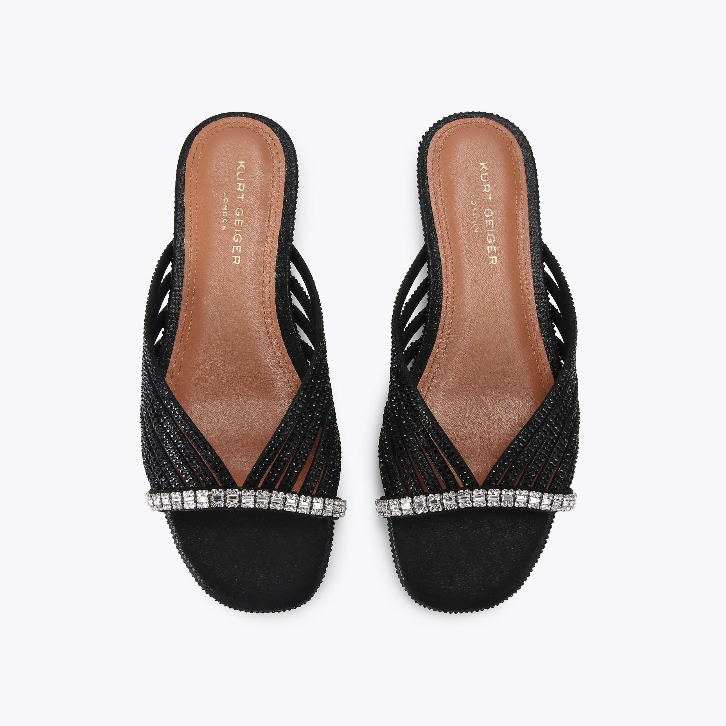 Kurt Geiger London Crystal Strap Flat Mule - Black - view 3