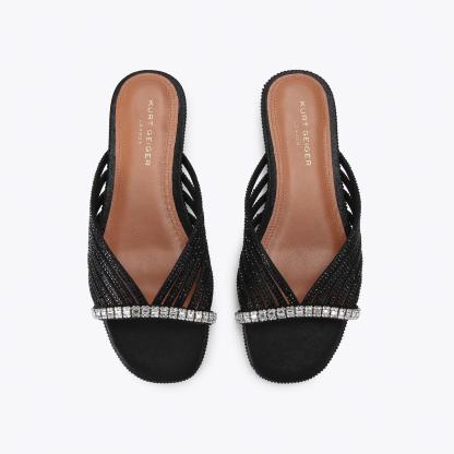 Kurt Geiger London Crystal Strap Flat Mule - Black - view 3