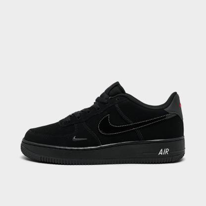 Big Kids' Nithtke Air Force 1 Low Casual Shoes - Black/Dark Smoke - Left shoe facing left. Outside of the shoe.
