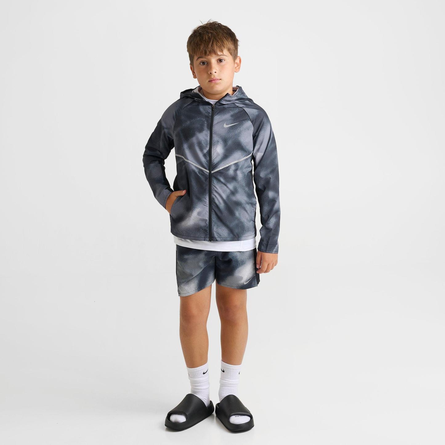 Big Kids' Nithtke Miler Full-Zip Training Jacket - Black/Reflective Silver (IR1880-010)