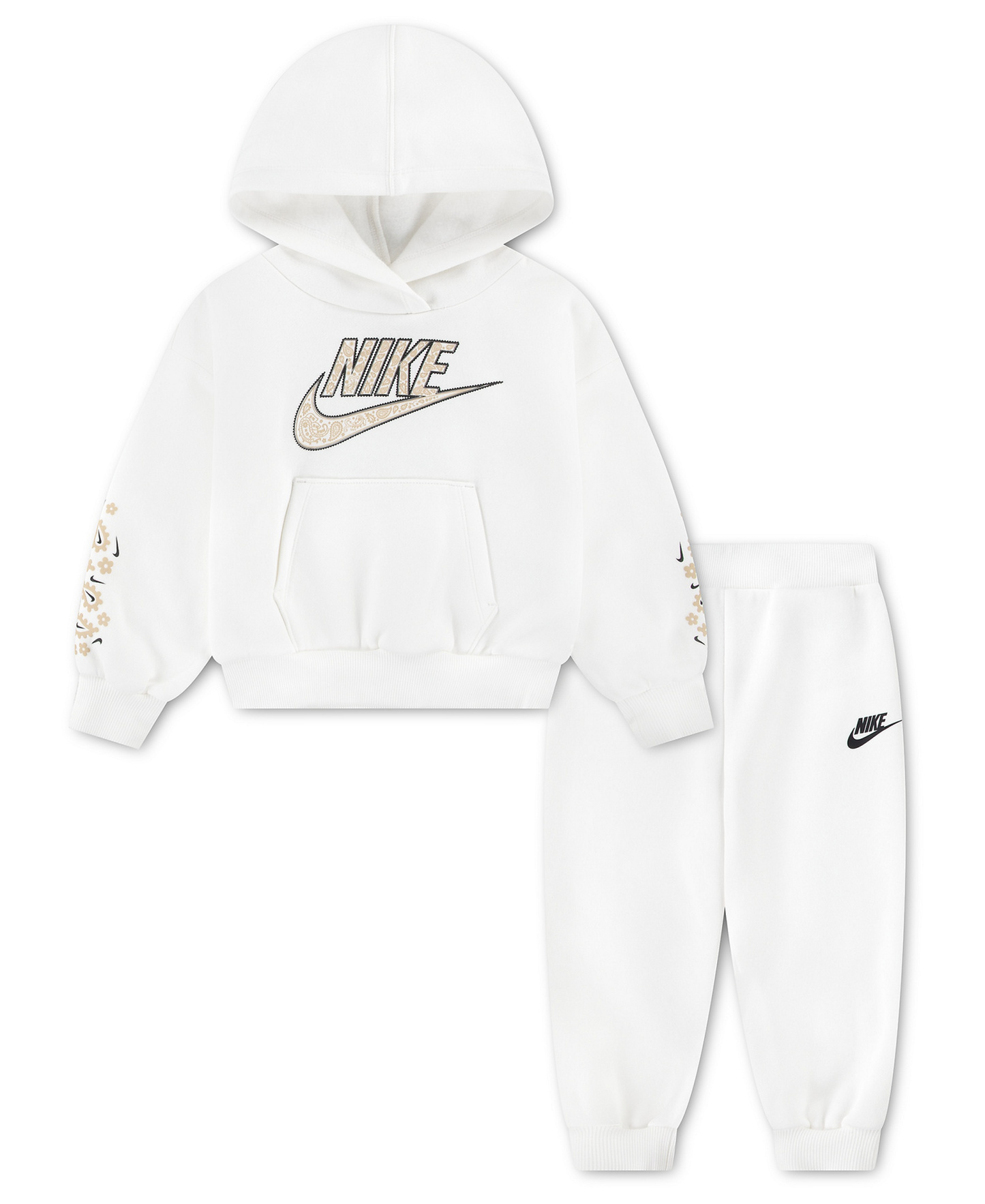Nike Toddler Girls' 2T-4T Retro Remix Long-Sleeve Hoodie and Joggers, 2-Piece Set - Sail