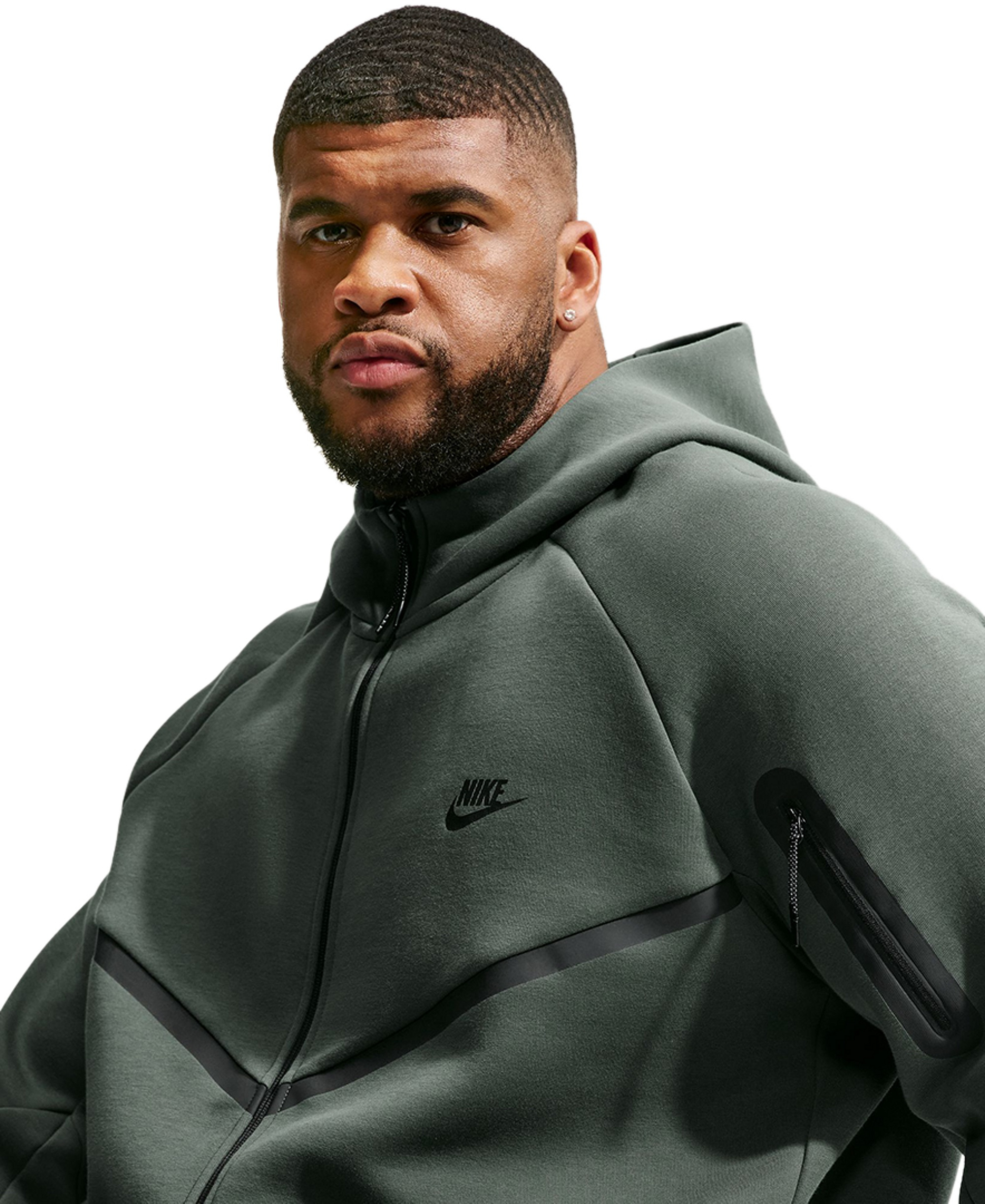Nike Men's Tech Fleece Full-Zip Hoodie - Camo Green/Black