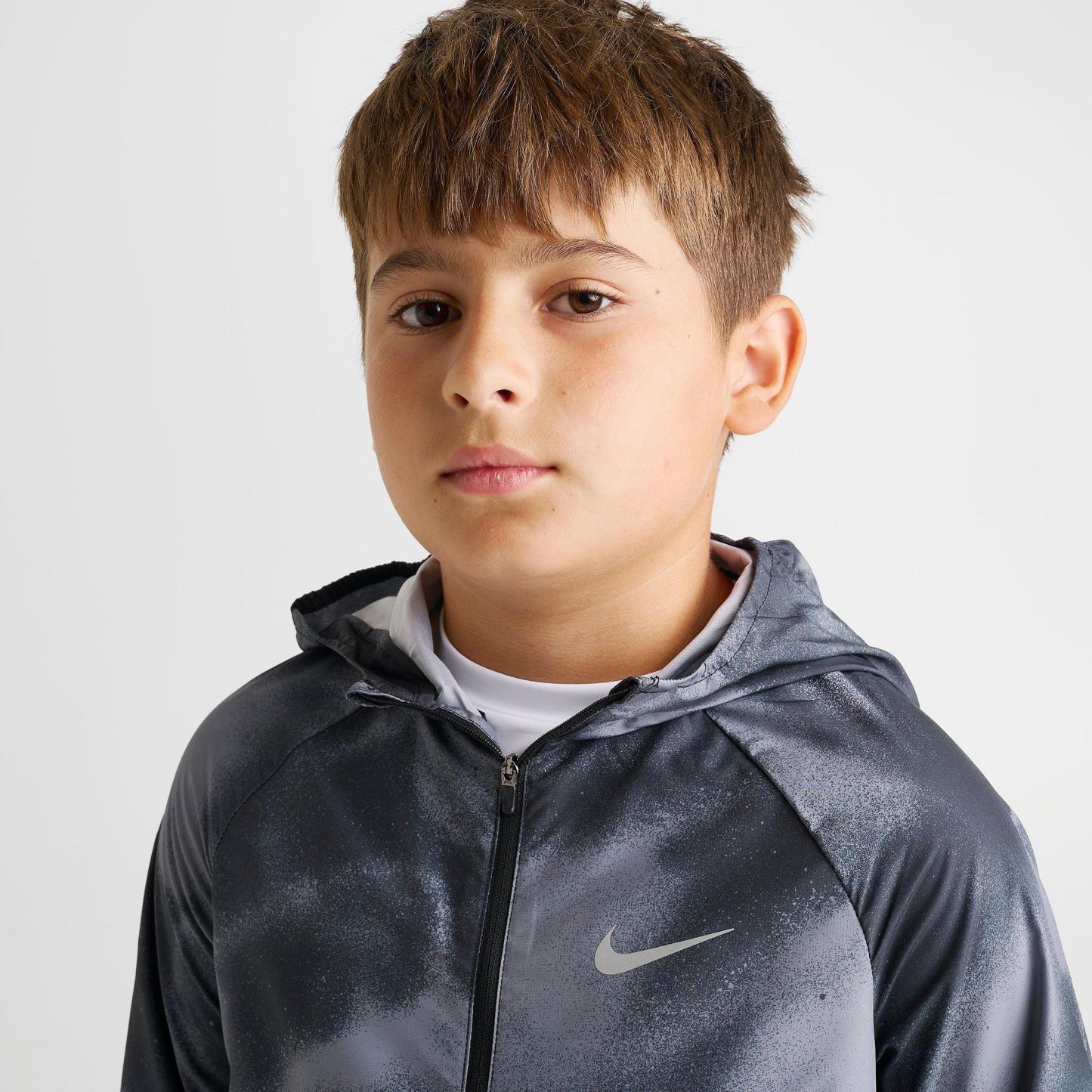 Big Kids' Nithtke Miler Full-Zip Training Jacket - Black/Reflective Silver (IR1880-010)