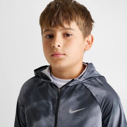 Big Kids' Nithtke Miler Full-Zip Training Jacket - Black/Reflective Silver (IR1880-010)