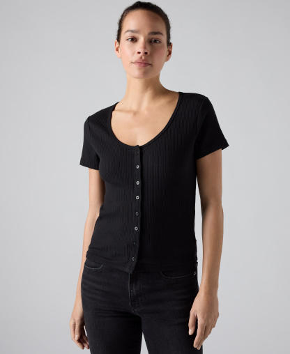 Levi's Women's Austen Button-Up Short-Sleeve Top - Anthracite Night