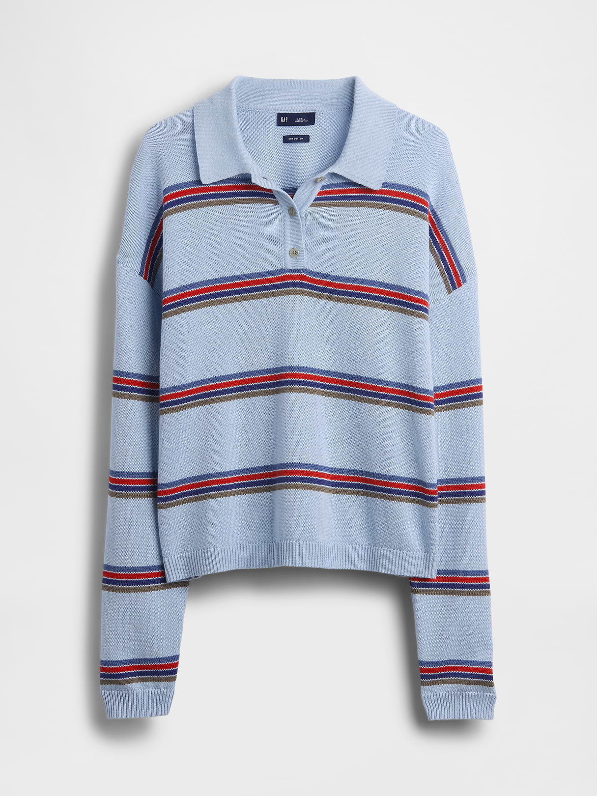 100% Cotton Relaxed Polo Sweater - Sail blue