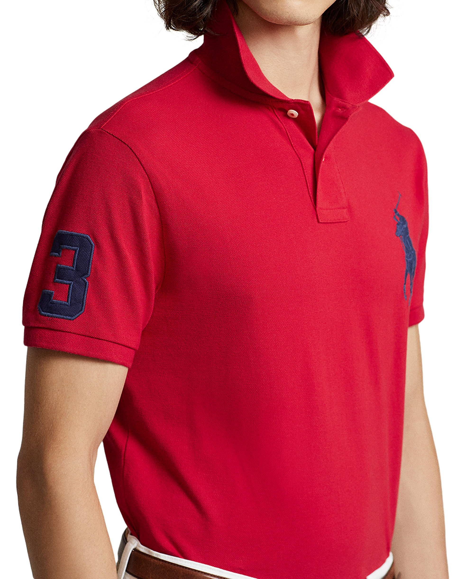 Polo Ralph Lauren Men's Big Pony Custom Slim-Fit Mesh Polo Shirt - Red