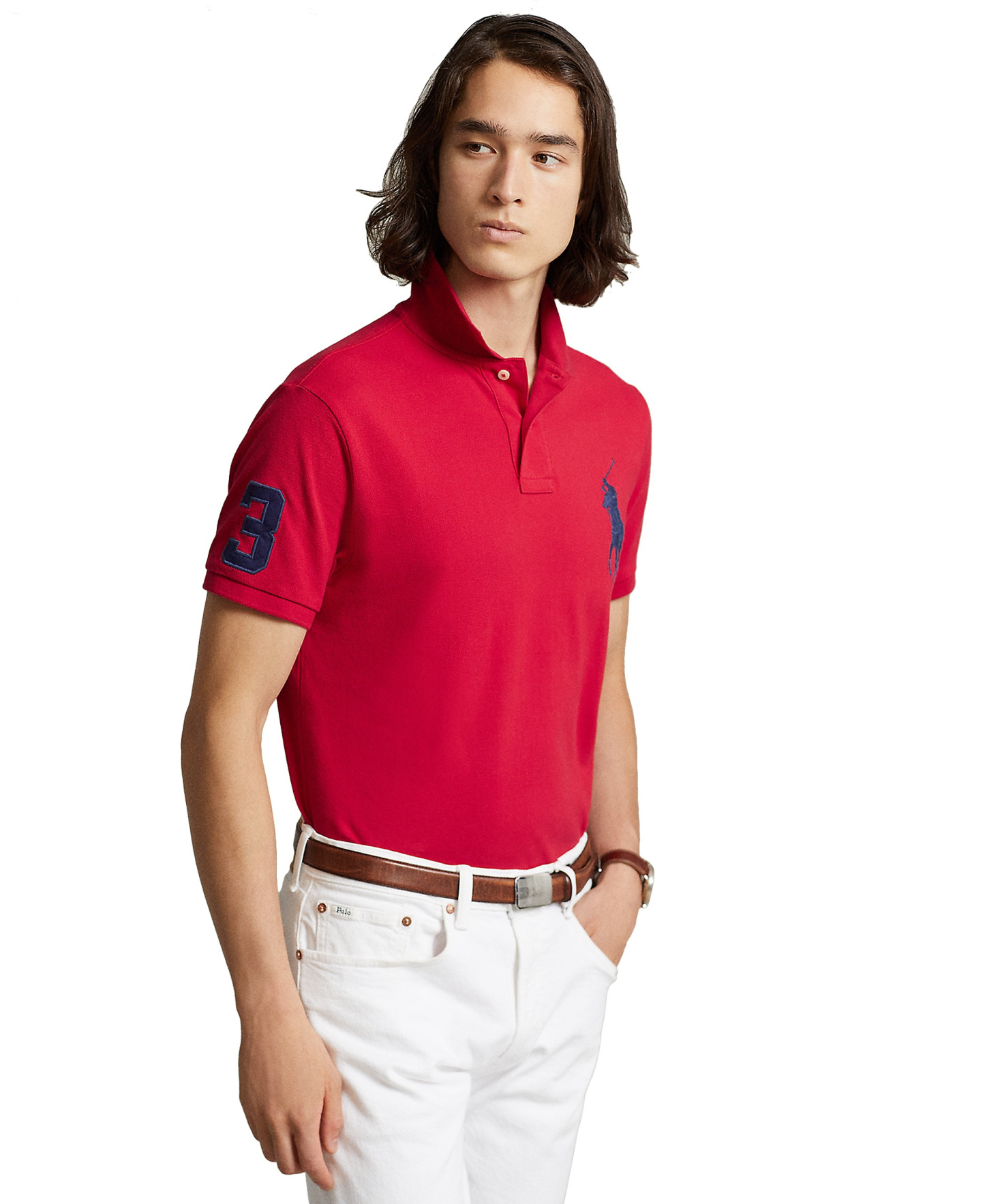 Polo Ralph Lauren Men's Big Pony Custom Slim-Fit Mesh Polo Shirt - Red