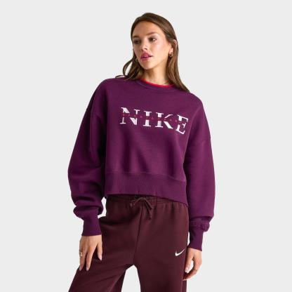 Women's Nike Sportswear Phoenix Fleece Oversized Crewneck Sweatshirt - Bordeaux