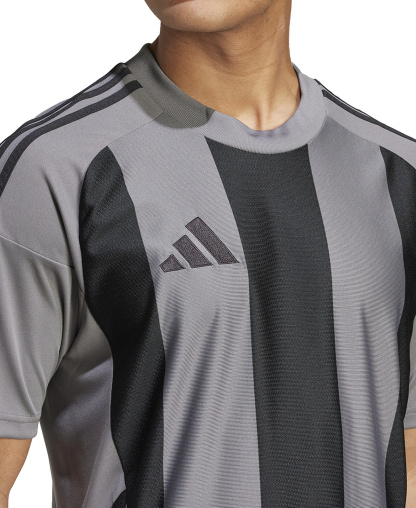 adidas Men's Stripe Logo Jersey T-Shirt - Grey / Black