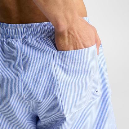 Men's Nike Swim Breaker Seersucker Ripple Brief-Lined 7" Volley Shorts - Blue Crystal