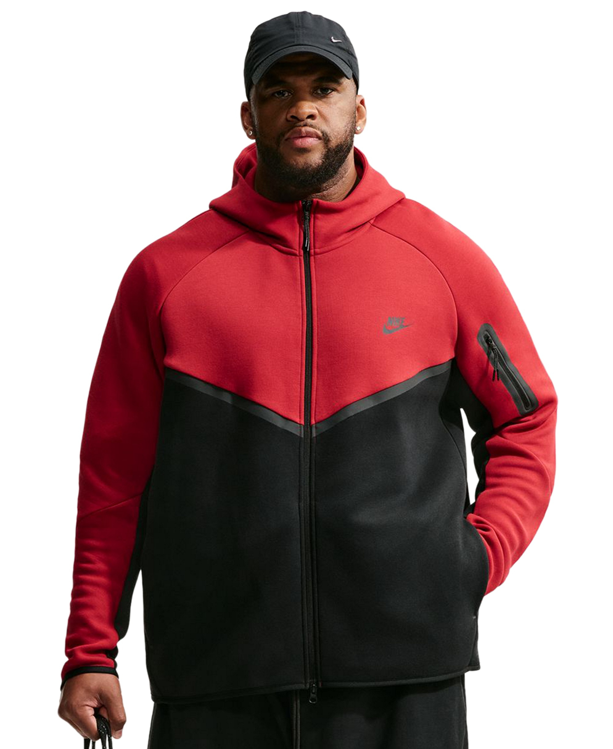 Nike Men's Tech Fleece Full-Zip Hoodie - Tough Red/Black