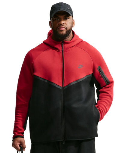 Nike Men's Tech Fleece Full-Zip Hoodie - Tough Red/Black
