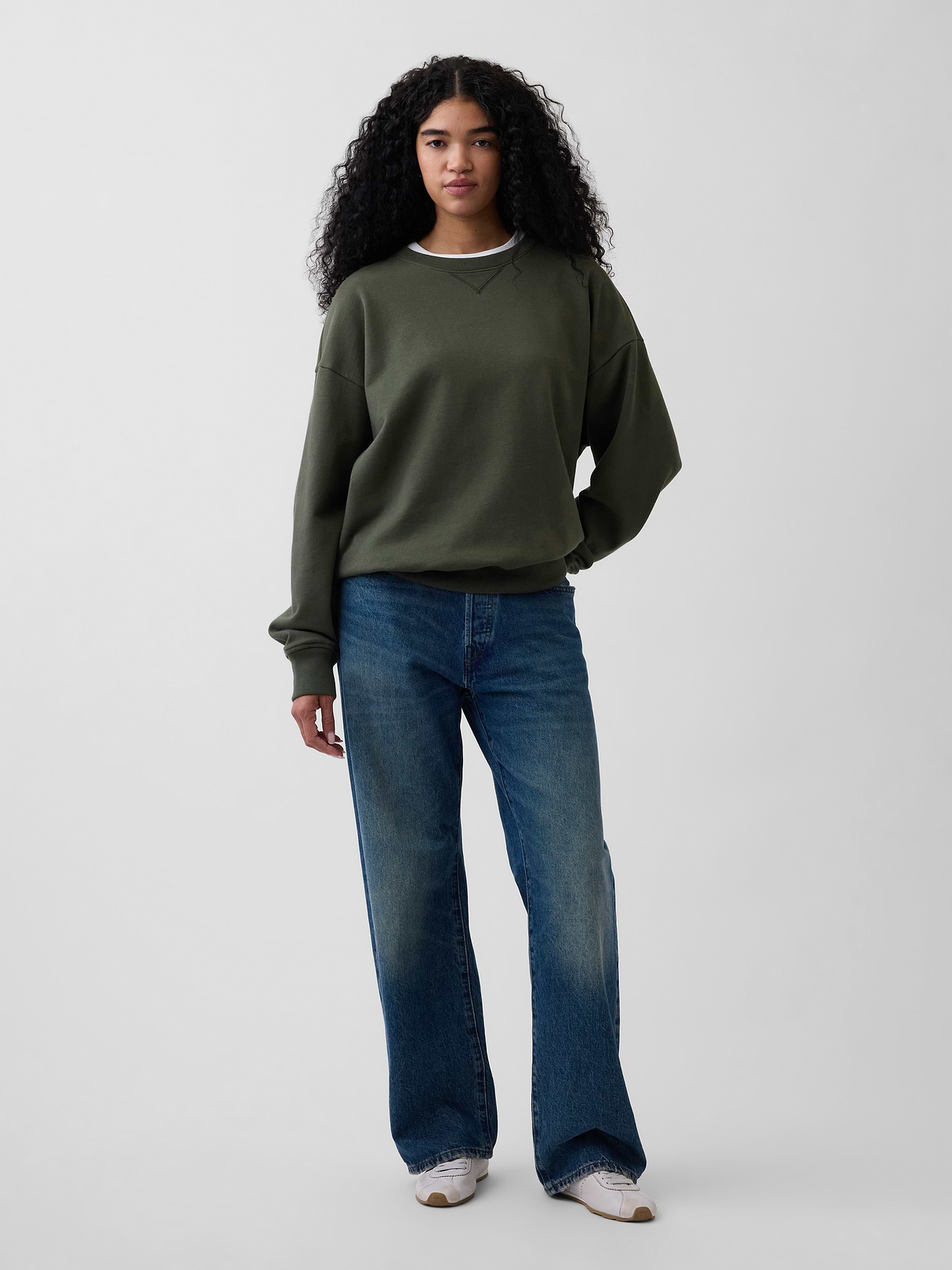 Adult Heavyweight French Terry Oversized Sweatshirt - DEEP DEPTHS GREEN