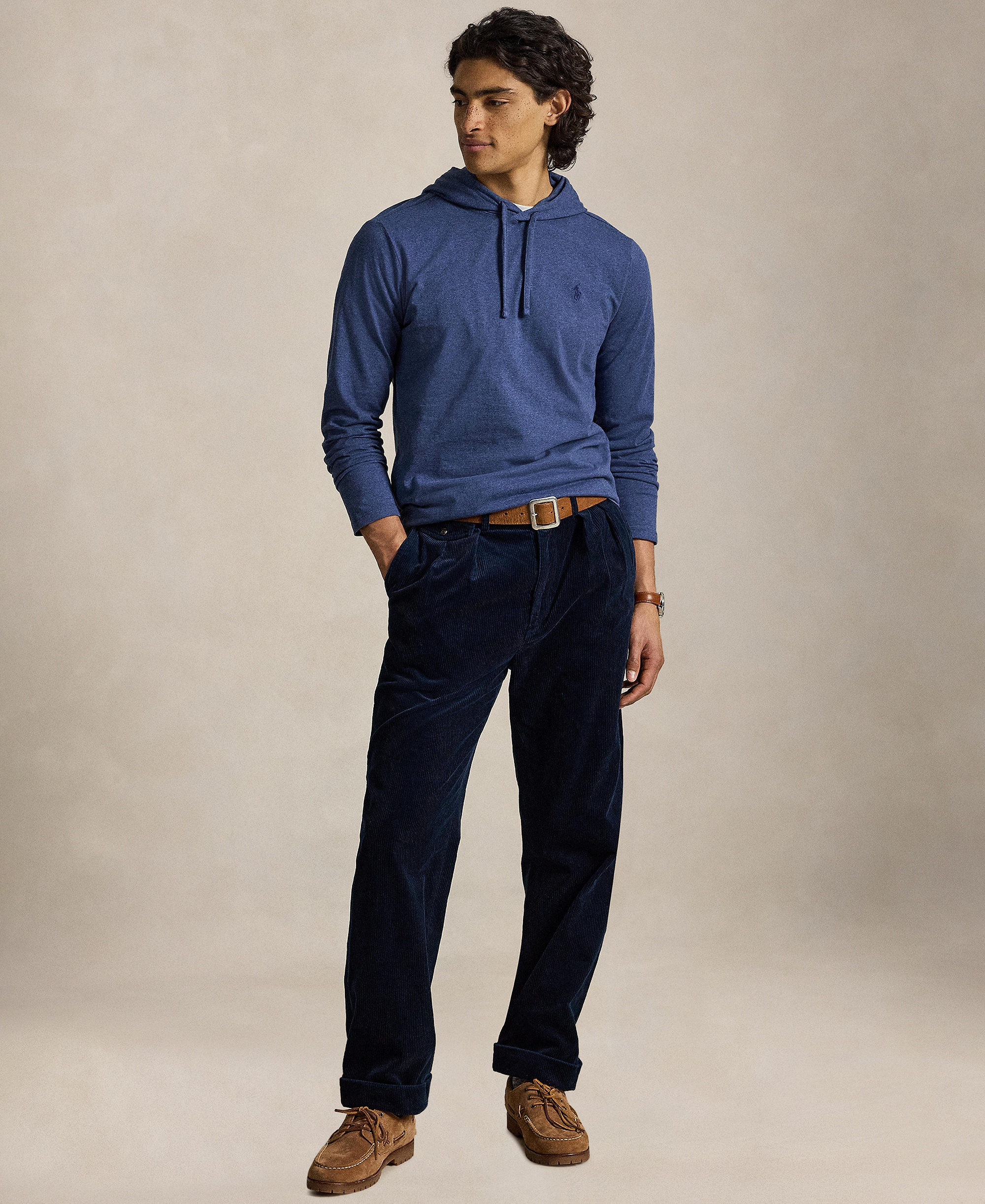 Polo Ralph Lauren Men's Hooded Jersey - Derby Blue Heather/C7988
