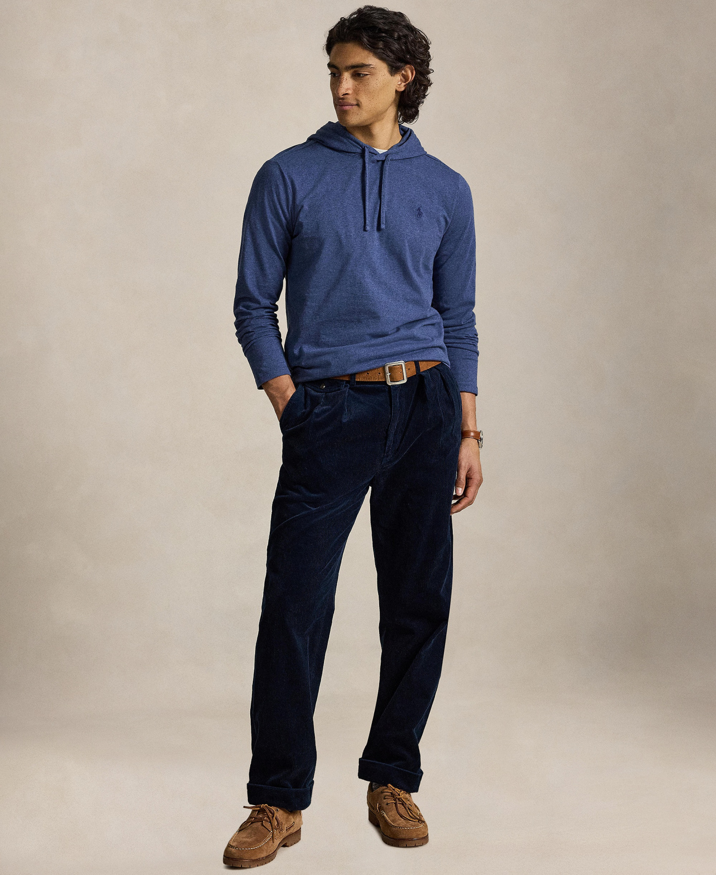 Polo Ralph Lauren Men's Hooded Jersey - Derby Blue Heather/C7988