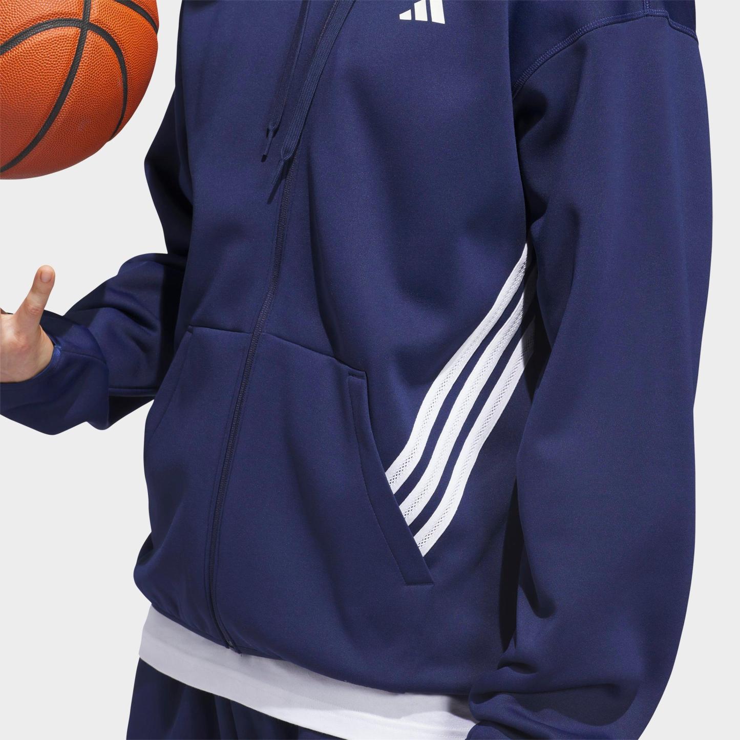 Men's adidas Basketball Crazy Warm Full-Zip Hoodie - Team Navy Blue/White