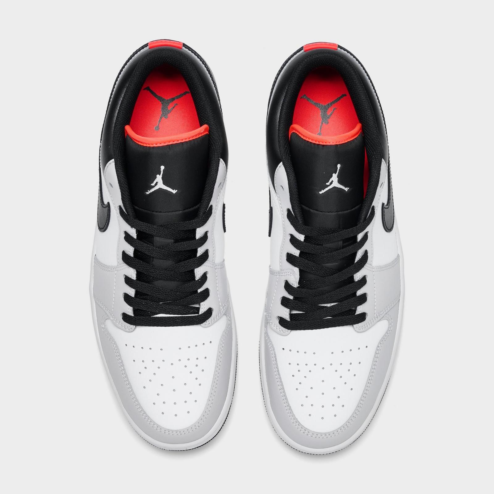Men's Air Jordan Retro 1 Low Casual Shoes - Neutral Grey/Summit White/Infrared 23/Black - Left shoe facing left. Outside of the shoe. - view 5