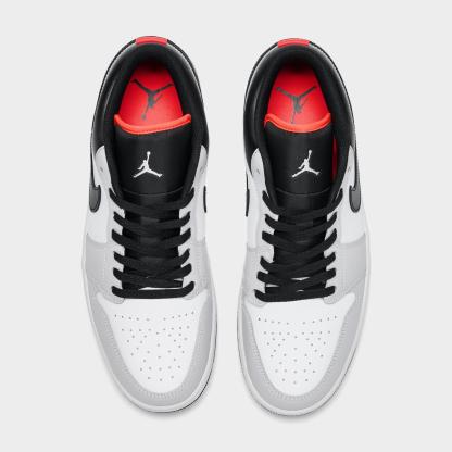 Men's Air Jordan Retro 1 Low Casual Shoes - Neutral Grey/Summit White/Infrared 23/Black - Left shoe facing left. Outside of the shoe. - view 5