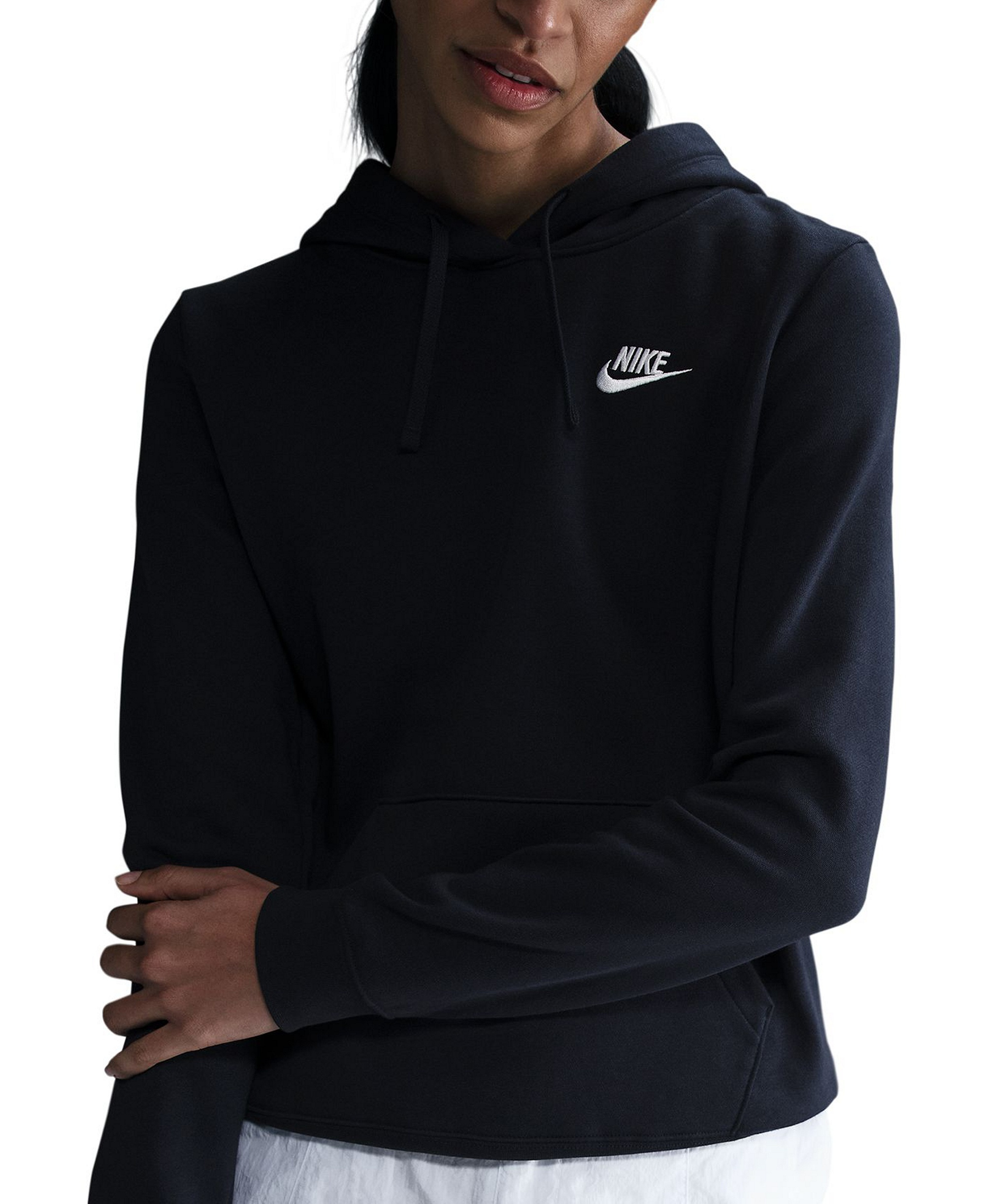 Nike Women's Sportswear Club Fleece Pullover Hoodie - Obsidian/white