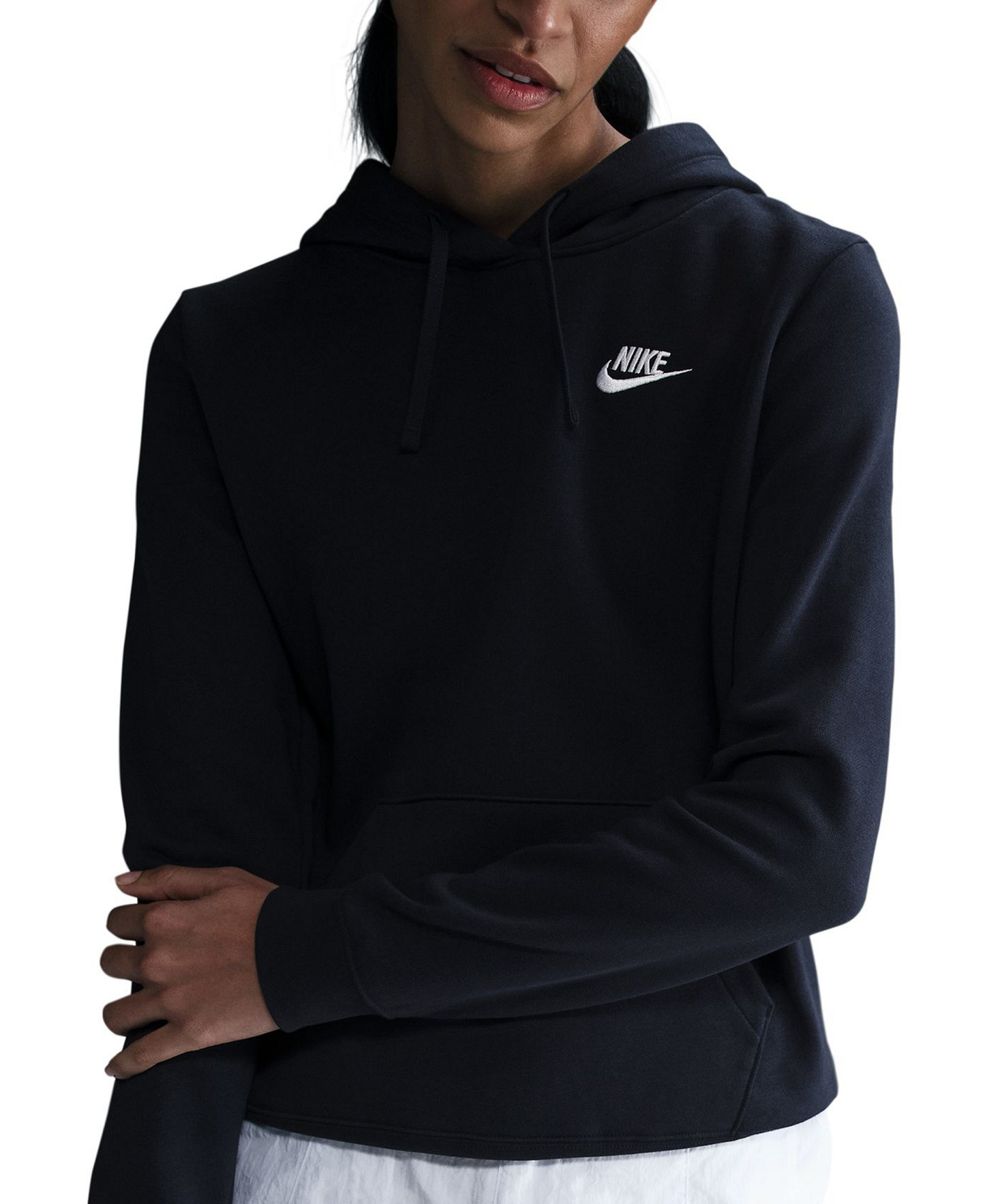 Nike Women's Sportswear Club Fleece Pullover Hoodie - Obsidian/white