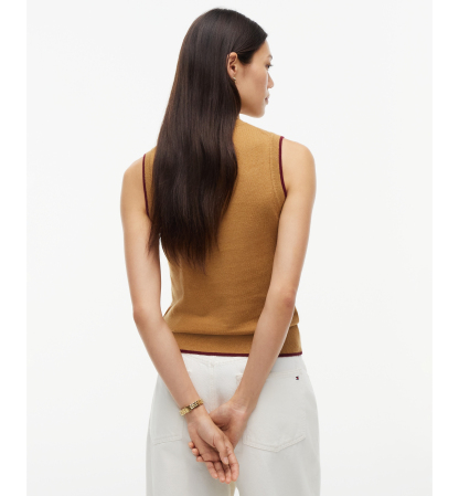 Tommy Hilfiger Women's American Icons Sleeveless Turtleneck Cotton/Cashmere-Blend Vest, Macy's Exclusive - Sahara