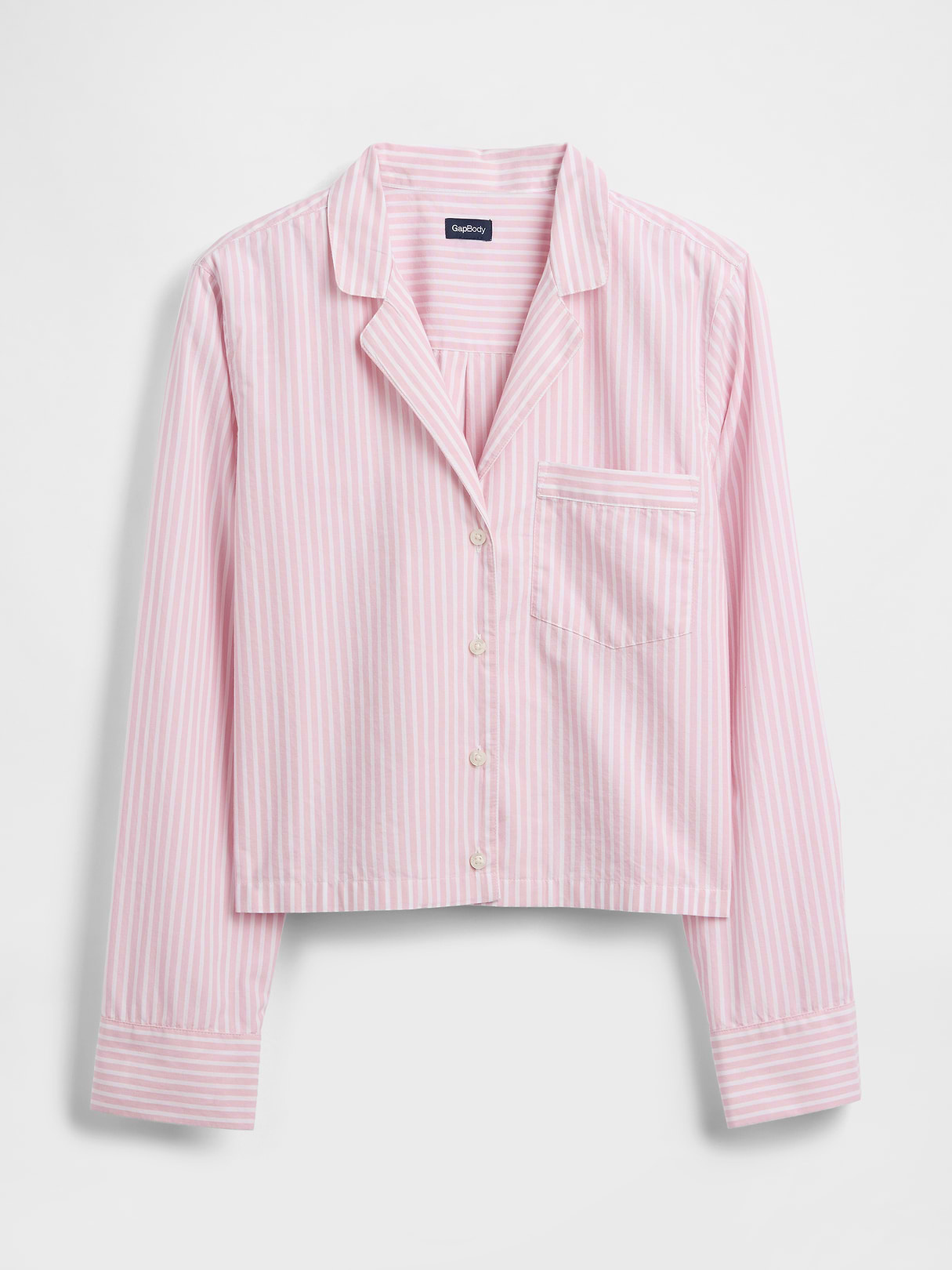 Poplin Oversized Crop PJ Shirt - Pink stripe